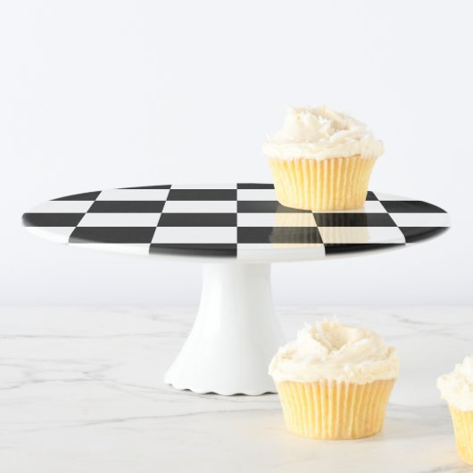 Chic Black and White Checkered Pattern Cake Stand (In Situ)