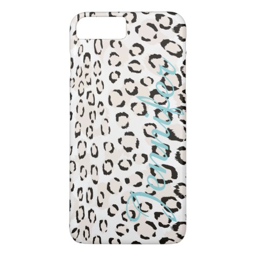 Chic black and white cheetah print monogram iPhone 8 plus7 plus case