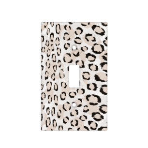 Chic black and white cheetah print monogram light switch cover