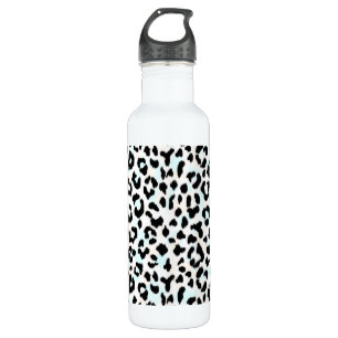 Chic black and white cheetah print water bottle