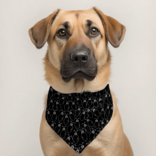 Chic Black and White Christmas Lights Pet Bandana Collar