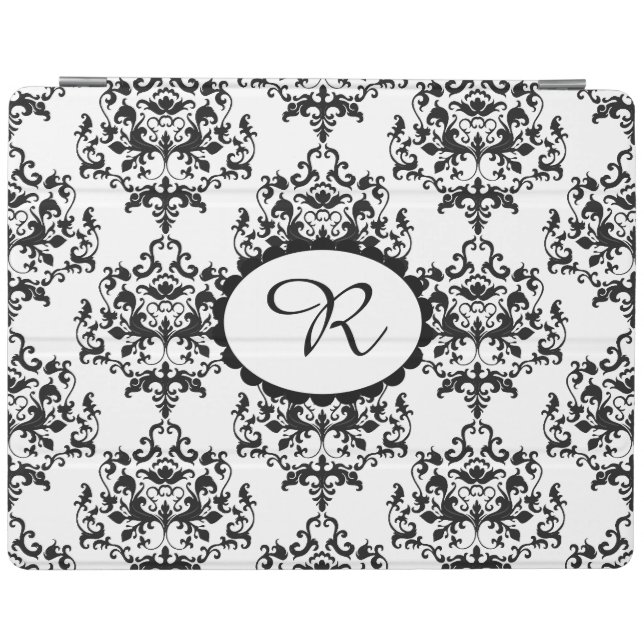 Chic Black and White Damask iPad Cover (Horizontal)