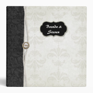 Chic Black and White Damask Wedding Album Binder