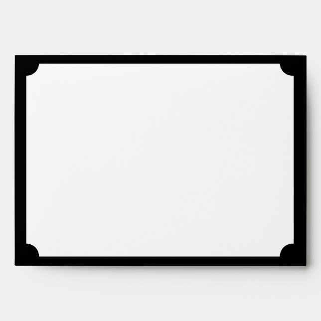 Chic Black and White Damask Wedding Envelope (Front)