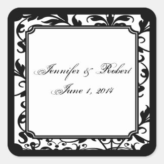 Chic Black and White Damask Wedding Envelope Seal