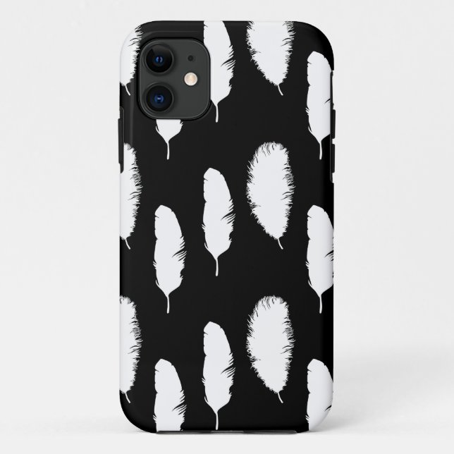 Chic Black and White Feathers Case-Mate iPhone Case (Back)