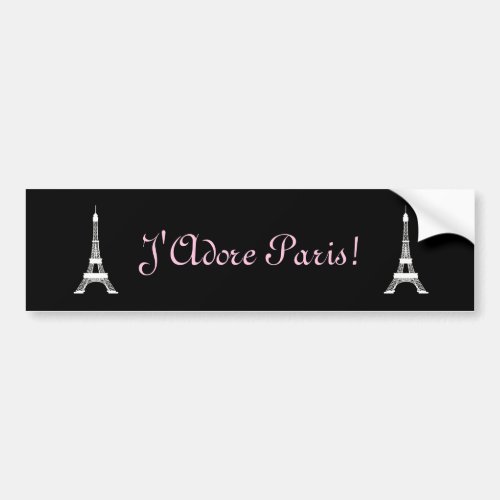 Chic Black and White French Style Eiffel Towers Bumper Sticker