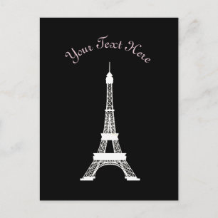 Chic Black and White French Style Eiffel Towers Postcard
