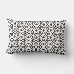 Chic Black and White Geometric Outdoor Lumbar Pillow