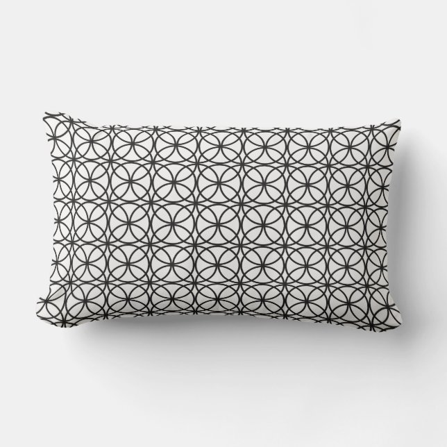 Chic Black and White Geometric Outdoor Lumbar Pillow (Front)