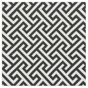Chic black and white greek key geometric pattern fabric