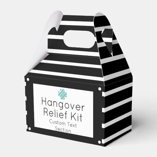 Chic Black and White Hangover Relief Kit Favor Box (Front Side)