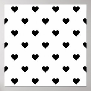 Chic Black and White Heart Romantic  Poster