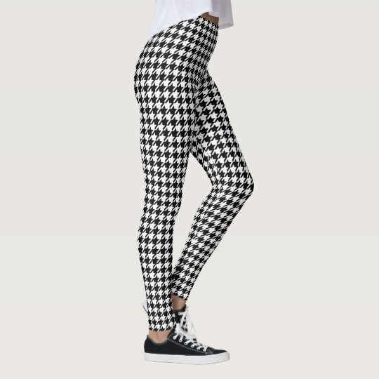 Chic Black and White Houndstooth Pattern Leggings | Zazzle.com