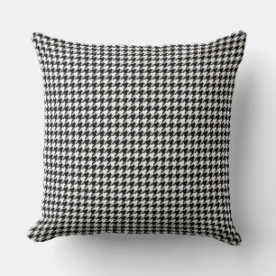 Chic Black and White Houndstooth Pattern Throw Pillow