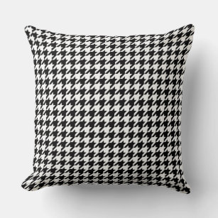 Chic Black and White Houndstooth Pattern Throw Pillow