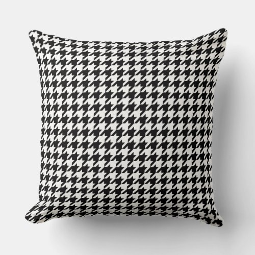 Chic Black and White Houndstooth Pattern Throw Pillow