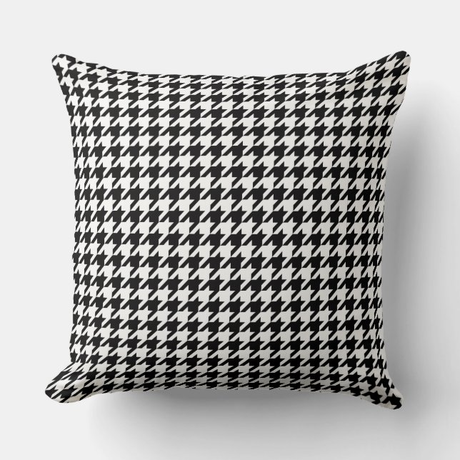 Chic Black and White Houndstooth Pattern Throw Pillow (Front)