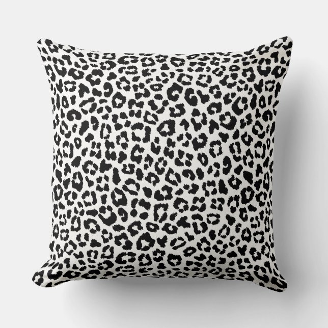 Chic Black and White Leopard Accent Throw Pillow (Front)