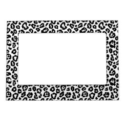 Chic Black and White Leopard Print Magnetic Frame