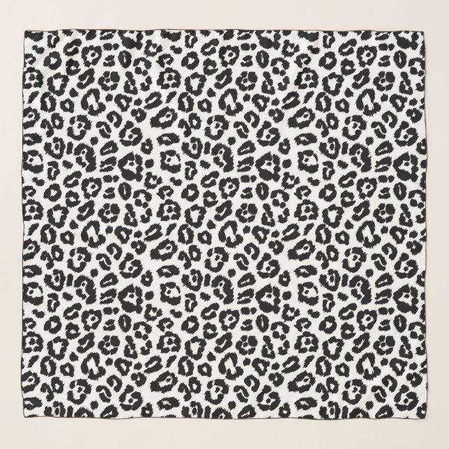 Chic Black and White Leopard Print Scarf (Front)