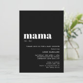 Chic Black and White Mama To Be Baby Shower Invitation (Standing Front)