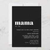 Chic Black and White Mama To Be Baby Shower Invitation (Front)