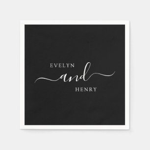 Chic Black and White Minimalist Wedding Napkins