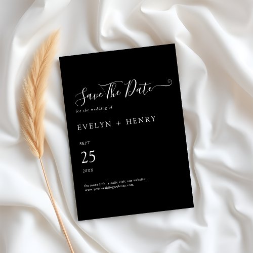 Chic Black and White Minimalist Wedding Save The Date