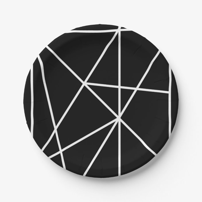 Chic Black and White Modern Geometric Pattern Paper Plate