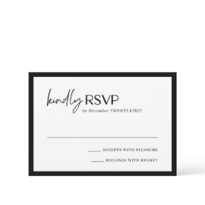 Chic Black and White Modern Wedding RSVP Card