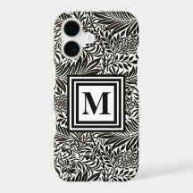 Chic Black and White Monogrammed Botanical Pattern
