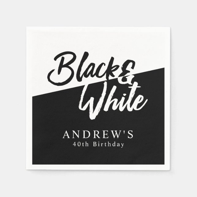 Chic Black and White Party Napkins (Front)