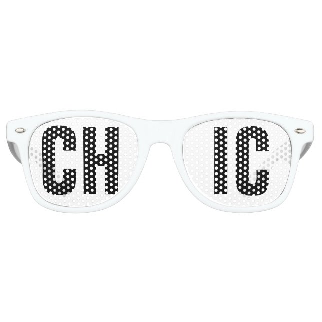 'CHIC' Black and White Party Retro Sunglasses (Front)