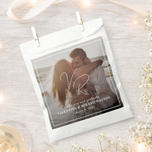 Chic Black and White Photo Modern Wedding Favor Bag