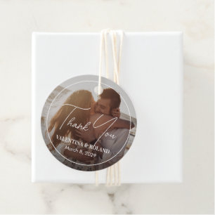 Chic Black and White Photo Modern Wedding Favor Tags