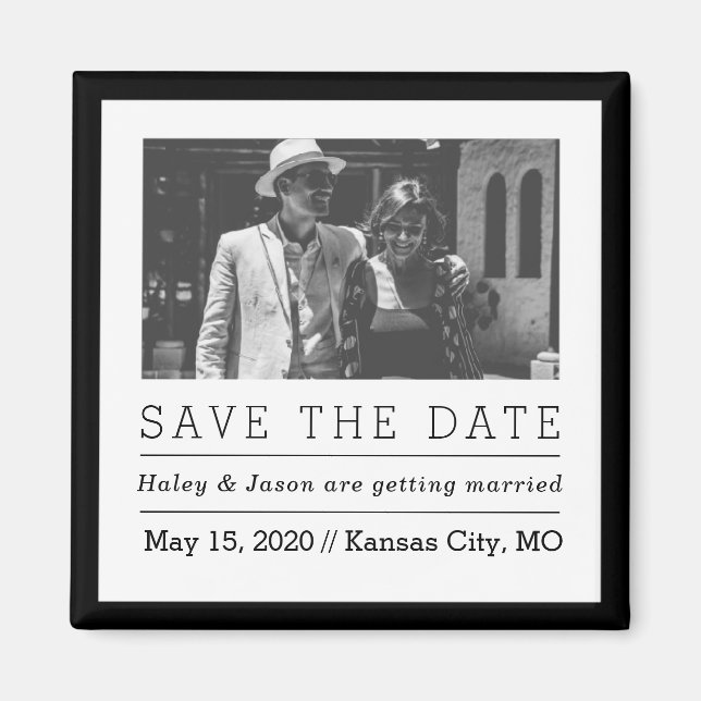 Chic Black and White Photo Save the Date Magnet (Front)
