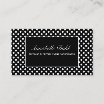 Chic Black And White Polka Dot Business Cards by cami7669 at Zazzle