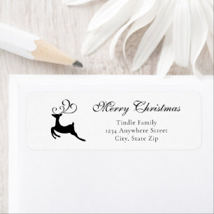 Chic Black and White Reindeer Address Label