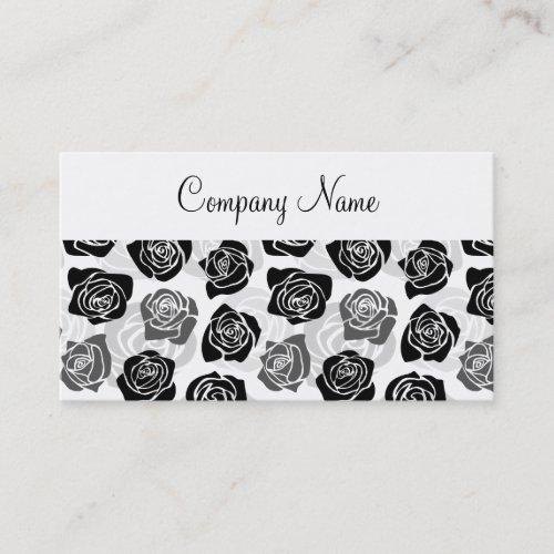 Chic black and white roses Business Card