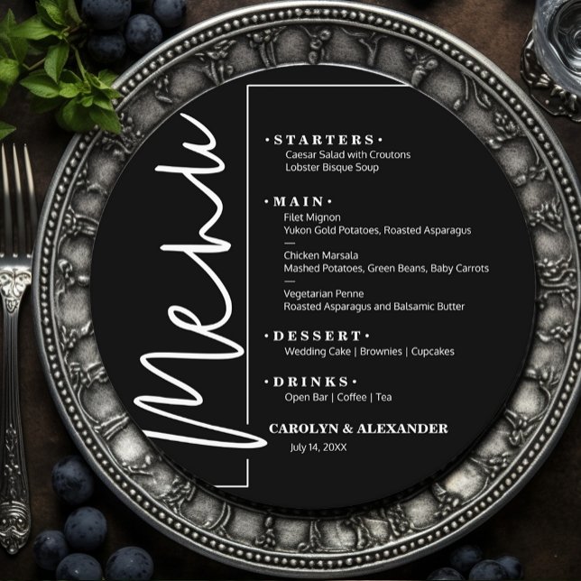 Chic Black and White Round Menu (Chic Black and White Round Menus)