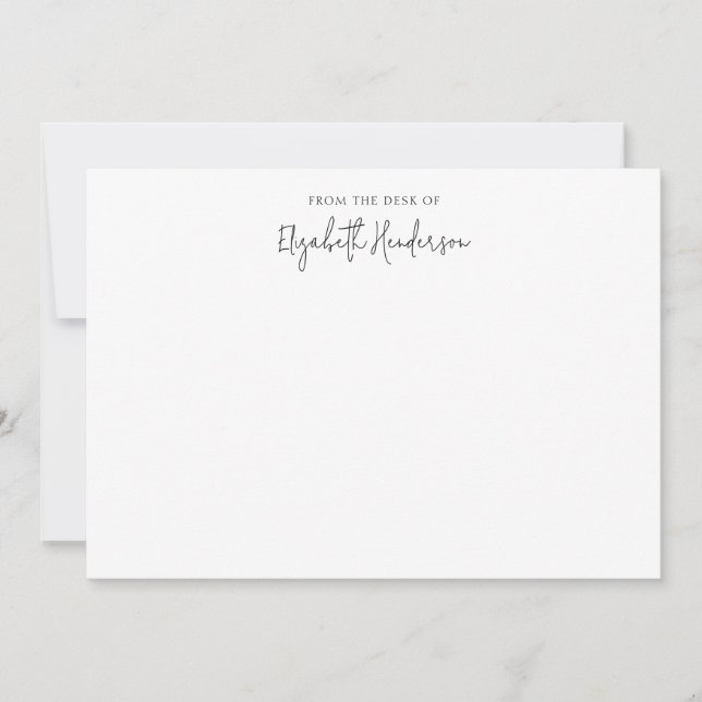 Chic Black and White Script  Note Card (Front)
