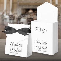 Chic Black And White Script Wedding Favor Box