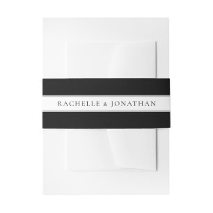 Chic Black and White Simple Wedding Invitation Belly Band