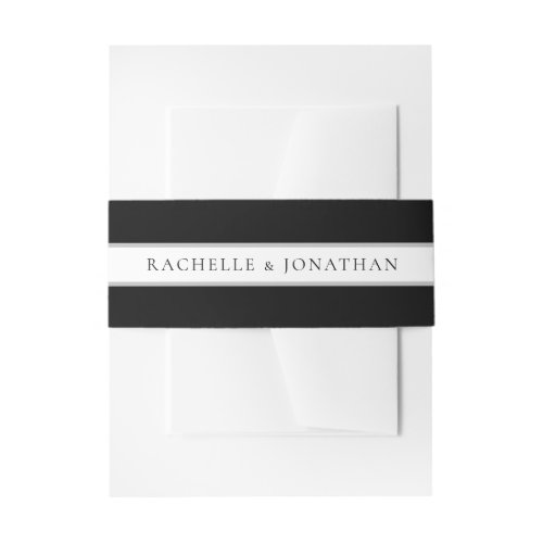 Chic Black and White Simple Wedding Invitation Belly Band