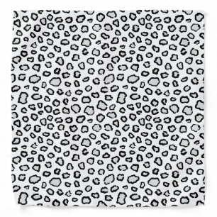 Chic Black and White Snow Leopard Animal Print Bandana
