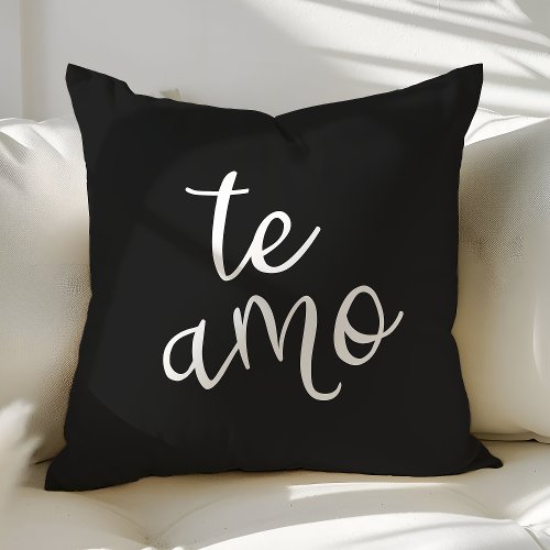 Chic Black and White Spanish I Love You Te Amo Throw Pillow