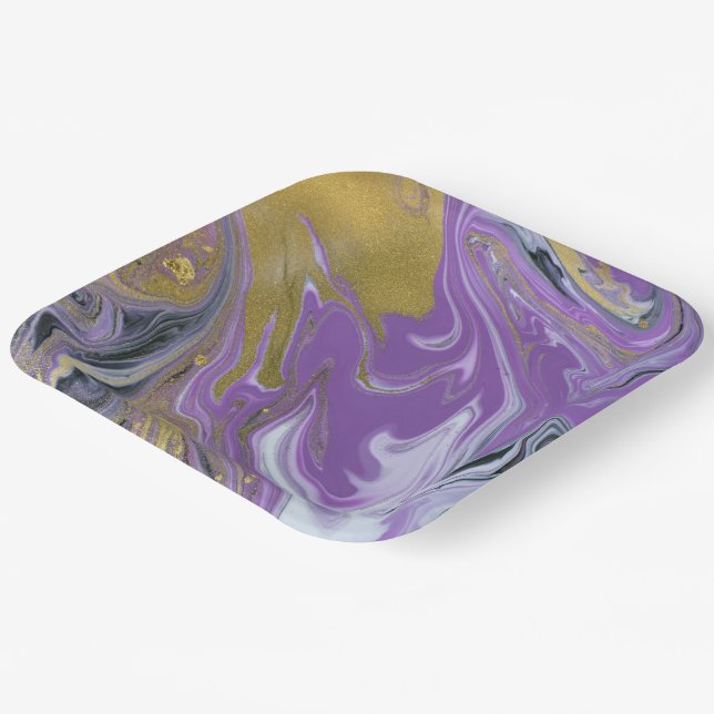 Chic Black and White Square Paper Plate (Angled)