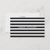 Chic Black and White Striped Modern Salon & Spa Business Card (Front/Back)