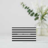 Chic Black and White Striped Modern Salon & Spa Business Card (Standing Front)